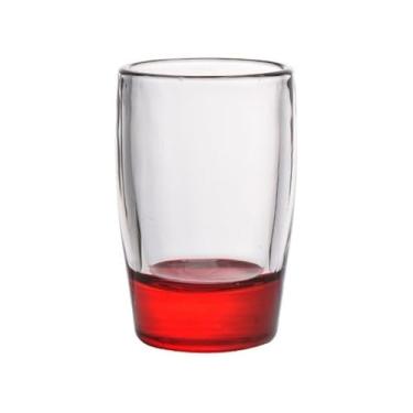 Imagem de Copo de dose de base colorida, copos de base pesada transparente de 42,5 g para uísque, tequila, vodka, bebidas espirituosas e licores (vermelho)