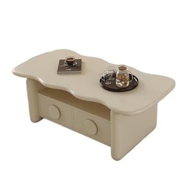 Imagem de Mesa de centro moderna e minimalista com armazenamento para sala de estar, espaço pequeno de luxo, design criativo, mesa de chá simples (branca)