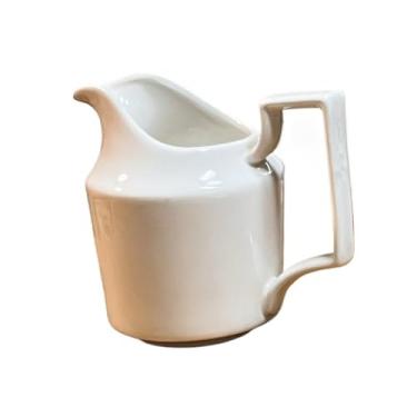 Imagem de Copo de drenagem branco de cerâmica de cozinha, 260 ml, jarro de café e leite com alça, pote multiuso para molhos, jarro de creme