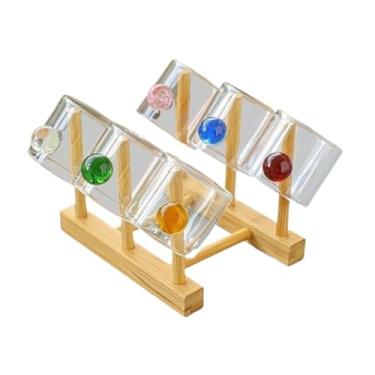 Imagem de x3anggyt5 Conjunto de 6 copos de vidro transparente com suporte, xícaras de chá de vidro borossilicato de 90 ml com alça de bola colorida