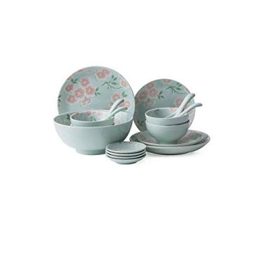 Imagem de Conjunto de jantar de cerâmica, serviço de cozinha e jantar, luxuoso, serviço completo, pratos, tigelas, melhor para festas internas e externas, criatividade, decoração de mesa (tamanho: A) (B) ()