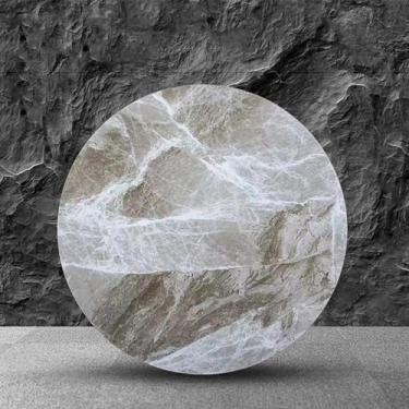 Imagem de Prato de servir redondo giratório, toca-discos de cozinha de mármore antiderrapante de 12 mm de espessura com base silenciosa, bandeja de servir giratória grande, para toca-discos de mesa de jantar