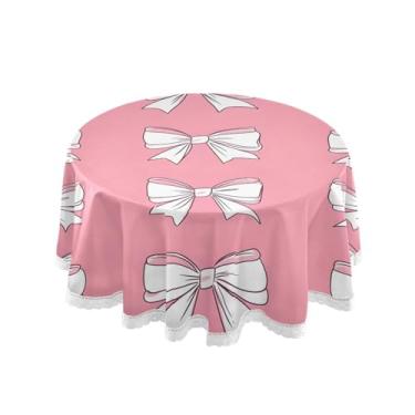 Imagem de Qilmy Toalha de mesa redonda de palmeira de treliça verde, 152 cm, resistente à água, à prova de derramamento, capa de mesa grande para jantar de reunião de família em ambientes internos e externos