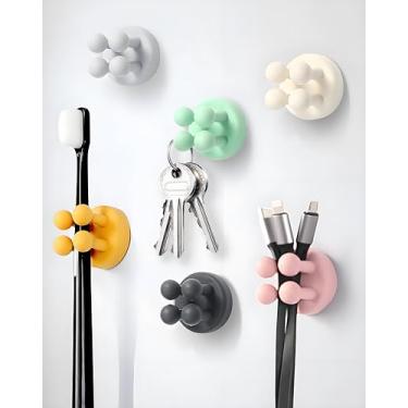 Imagem de Suportes de escova de dentes de silicone para parede de banheiros - 4 peças suporte de lâmina de chuveiro suporte de parede autoadesivo multifuncional organizador de cozinha gancho de armazenamento