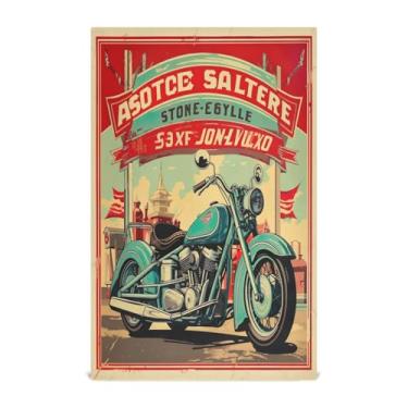 Imagem de Wassud Toalhas de cozinha pôster vintage com motocicletas panos de prato de cozinha 1 pacote panos de prato macios com laço para pendurar toalha de mão super absorvente de secagem rápida toalhas de