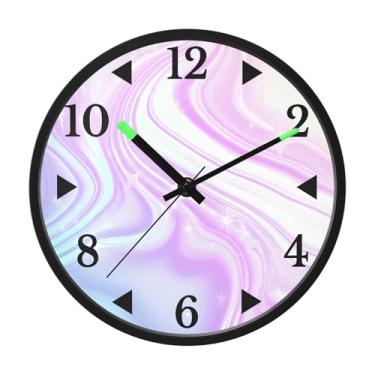 Imagem de STAYTOP Lindo relógio de parede de LED com textura de mármore para quarto com brilho noturno, relógios de parede silenciosos de 30 cm para decoração de sala de estar, controle de som, relógio de