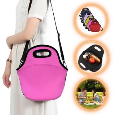 Imagem de Bolsa Lancheira Térmica Neoprene Adulto Infantil Cor Rosa