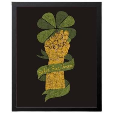 Imagem de Quadro Figa Salve Sua Força 33X24 Com Vidro - Madeira Preta