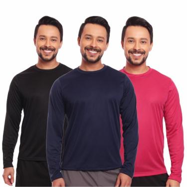 Imagem de Kit 3 Camisas Segunda Pele Proteção Solar Uv Térmica Corrida Bike-Masculino