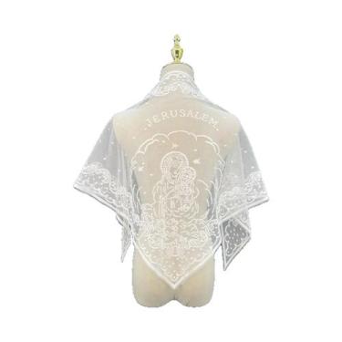 Imagem de Hijab Elegante De Poliéster Sólido Com Renda, Lenço Triangular Madonna