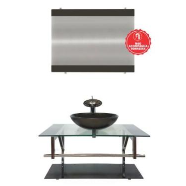 Imagem de Gabinete de Vidro 80cm para Banheiro Noruega - EKASA, Ouro Envelhecido