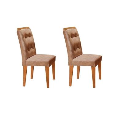 Imagem de Kit 2 Cadeiras De Cozinha Imperatriz 2 Un Madeira Capuccino Suede Capuccino Rufato