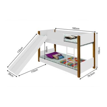 Imagem de Bicama Infantil Com Escorregador Branca E Mel Branco