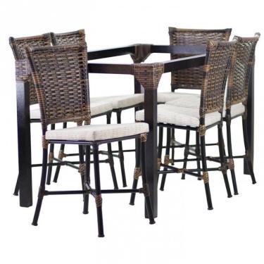 Imagem de Conjunto 6 Cadeiras Angra E Mesa De Jantar Haiti Em Alumínio Com Pintura Eletroestática Argila