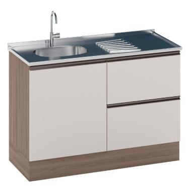 Imagem de Balcão Para Pia Etna 120 Cm 1 Porta Carvalho Oak Off White Poliman