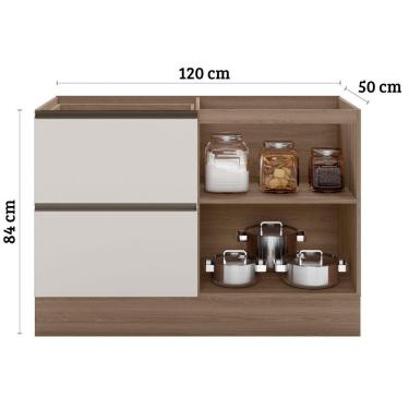 Imagem de Balcão Para Pia Etna 120 Cm 1 Porta Carvalho Oak Off White Poliman