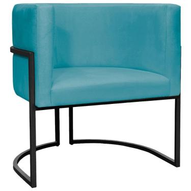 Imagem de Poltrona Luna Suede Cores Base De Ferro Preta - Azul-turquesa, Suede