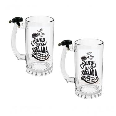 Imagem de Kit 2 Canecas De Chopp Com Campainha – Diversão E Estilo Em Cada Brinde
