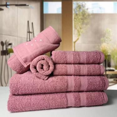 Imagem de Jogo De Toalhas 4 Banhos 4 Rostos 4 Grande Grossa Bege Rosê