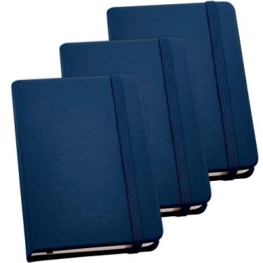 Imagem de Kit 3x Caderneta de Anotações 9x14cm 80 Fls Sem Pauta Azul - TopGet