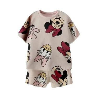 Imagem de Conjunto De Camiseta E Shorts Com Estampa De Desenho Animado Infantil,