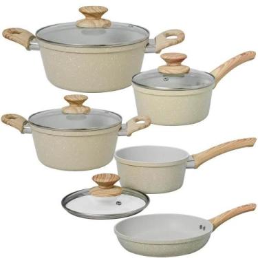 Imagem de Jogo De Panelas Casambiente Ceramic Orgânica 6 Peças Bege