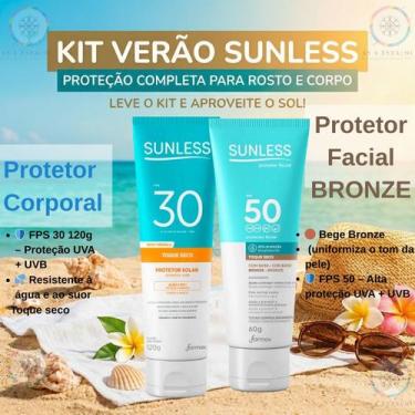 Imagem de Kit Protetor Solar Fps 30 120g + Protetor Solar Facial Bronze - Sunles