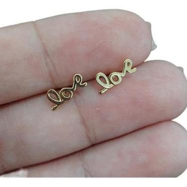 Imagem de Brinco Love 2 Furo Infantil Pequeno Delicado Antialérgico - De Castro 