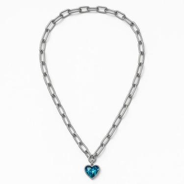 Imagem de Colar Pingente Coração ul Feminino Delicado Luxo Presente - KALLBLACK