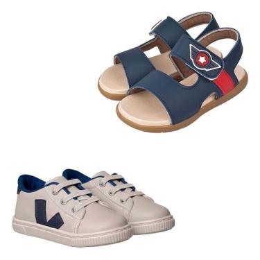 Imagem de Kit Sandalia Papete Infantil Heroi Tenis Masculino Macio - Mimoflex, M