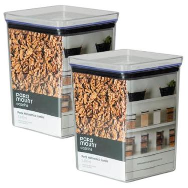 Imagem de 2 Potes Herméticos Multiuso Lumini Quadrado Paramount 3.335 ml - Param