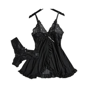 Imagem de Conjunto De Lingerie Sexy Transparente Em Tamanho Plus, Vestido De Noi