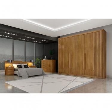 Imagem de Guarda Roupa Casal 6 Portas 8 Gavetas - Coimbra Ripado-cumaru - Móveis Novo Horizonte
