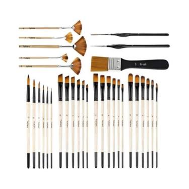 Imagem de Conjunto De Pincéis De Arte Deluxe Com 32 Peças, Profissional, Cabo De