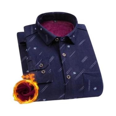 Imagem de Camisa Masculina plus Size De Manga Longa Grossa E Quente 7XL 8XL, Fle