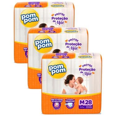 Imagem de Kit 3 Fraldas Pom Pom Protek Proteção de Mãe Jumbo M com 28un cada
