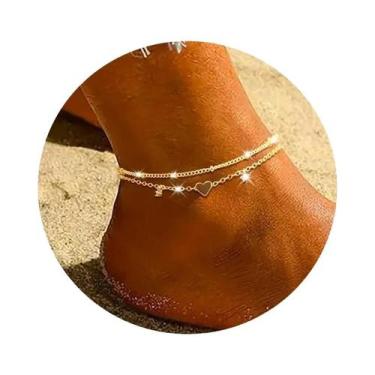 Imagem de Tornozeleira Feminina Banhada a Prata Com Pingente De Coração Em Zircô