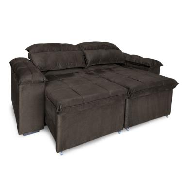 Imagem de Sofá Retrátil E Reclinável 3 Lugares Verona 2,00m - élpis Móveis Veludo Marrom