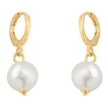 Imagem de Brinco Argola Com Pingente De Pérola Folheado Ouro 18k - De Castro joi