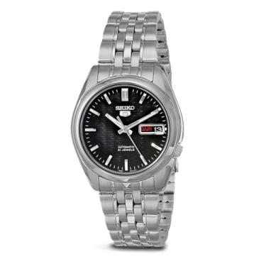 Imagem de Seiko 5 Relógio masculino de aço inoxidável, Preto 2, Mecânico, relógio automático