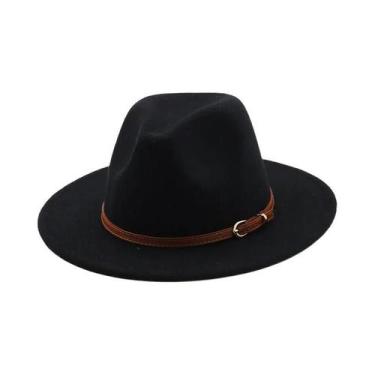 Imagem de Chapéu Fedora Branco E Preto Com Aba Larga 56-60cm Em Feltro Imitação 