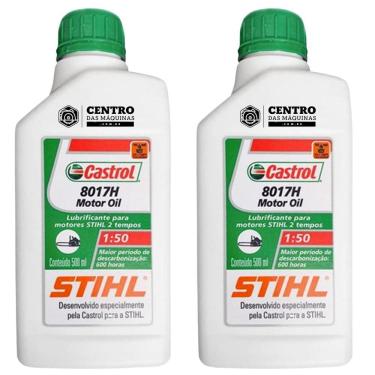 Imagem de KIT Com 2 Unidades de Óleo 2 Tempos Castrol Stihl 500ml Ideal Para Roçadeiras, Motosser...