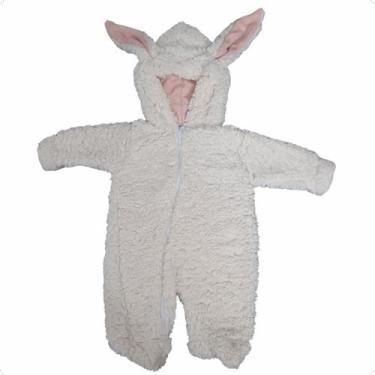 Imagem de Macacão Coelhinho Bebê Sherpa Quentinho Com Zíper Pascoa Rosa Tamanho 