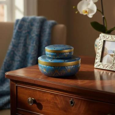 Imagem de Latas Decorativas Mandala Kit 2 Porta Joias Porta Objetos Estilo Moder