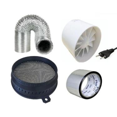 Imagem de Kit Exaustor 150mm + Filtro Odor Carvão Ativado Grow Cultivo Indoor - 
