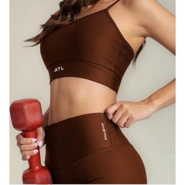 Imagem de Top de Alça Fina Fitness Feminino Atletyca  Conforto, Marrom, P