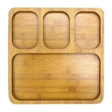 Imagem de Petisqueira Tábua Churrasco Frios Aperitivos 4 Divisorias - Kadê