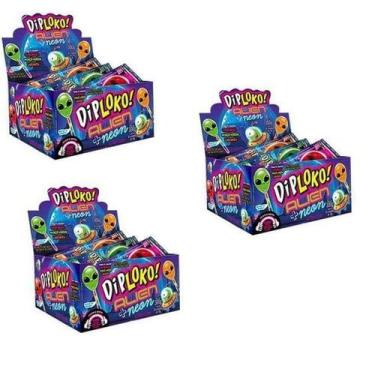 Imagem de Pirulito Alien Brilha no Escuro Sabores Sortidos 90Un - Danilla