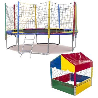 Imagem de Kit Cama Elástica Pula Redonda 3,05M 150kg com Rede de Proteção Piscina de Bolinhas 1,00M Infantil Playground Rotoplay
