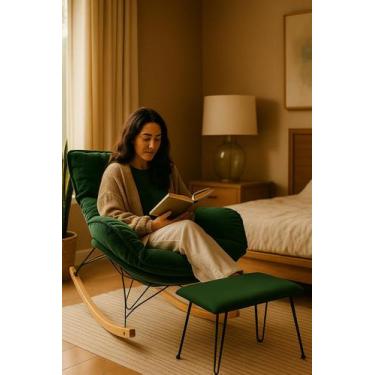 Imagem de Poltrona de Balanço Easy Cozy Com Apoio para os Pés Cor:bege - White A
